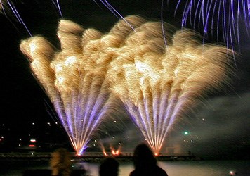 Blue mine with silver spinners: Fireworks 4 Weddings
